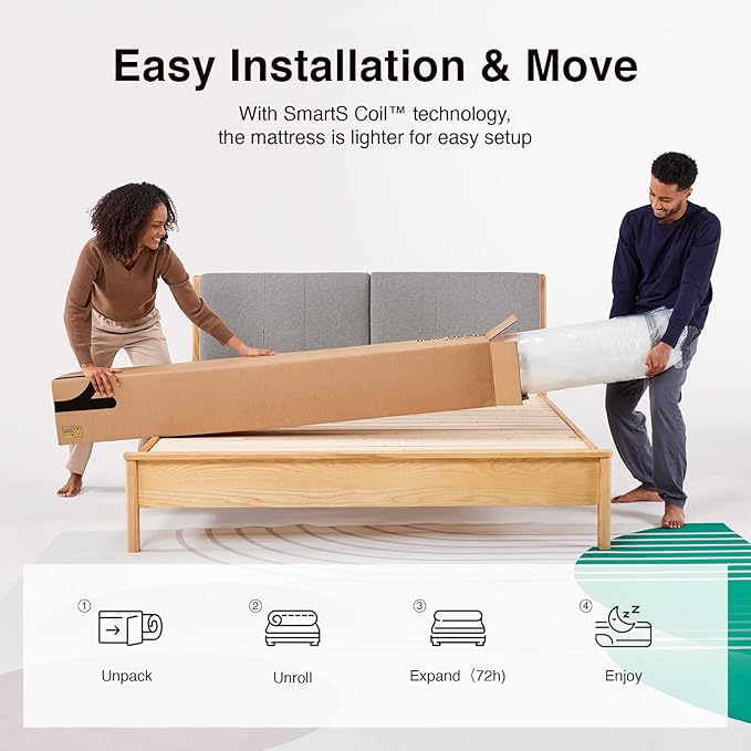 Novilla Queen Mattress, 10 Inch Queen Size Mattresses in a Box with Smarts™ Pocket Coil for Pressure Relief, Medium Firm Foam and Spring Hybrid Colchones with CertiPUR-US Certified