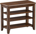 Shoe Bench Storage Rubberwood, Entryway Bench with 3-Tiers Height Adjustable, Shoe Rack Front Door Entrance Organizer for Hallway Living Room, Mudrooms, Walnut,23.6"