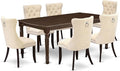 East West Furniture DODA7-MAH-32 7 Piece Dinette Set Includes a Rectangle Dining Table with Butterfly Leaf and 6 Polyester Fabric Upholstered Chairs, 42x78 Inch, Mahogany