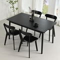 DELAVIN 59" Large Solid Wood Dining Table for 4-6 People, Mid Century Modern Oak Dining Room Table, Farmhouse Rectangular Kitchen Table for Dining Room, Living Room, Easy Assembly, Black