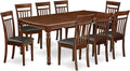 East West Furniture DOCA9-MAH-LC 9 Piece Dining Set Includes a Rectangle Dining Table with Butterfly Leaf and 8 Faux Leather Kitchen Room Chairs, 42x78 Inch, Mahogany