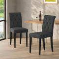 Upholstered Dining Chairs Set of 2, Button Tufted Parsons Dining Chair with Solid Wood Legs, Modern Fabric Side Chair for Dining Room/Kitchen/Restaurant/Hotel- Black