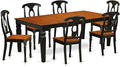 East West Furniture LGKE7-BCH-W 7 Piece Dining Table Set Consist of a Rectangle Dining Room Table with Butterfly Leaf and 6 Wooden Seat Chairs, 42x84 Inch, Black & Cherry