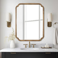 WallBeyond 30" x 40" Rounded Corner Arch Wall Mirror with Wood Frame for Entryway, Living Room or Bedroom Home Decor - Light Woodgrain, Honey-Colored