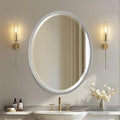 OVALCREST - Oval Wooden Beveled Wall Mirror for Home Decor, Bathroom, Vanity, Bedroom, Living Room, Hallway - London Style (Silver Spray) 23.1 x 29.1