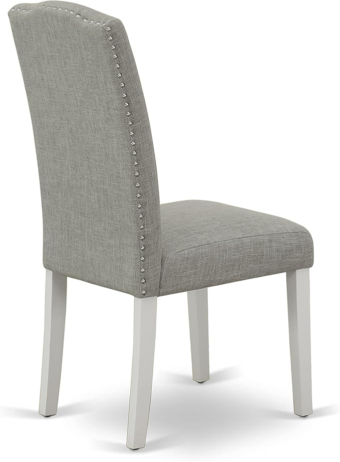 East West Furniture X027EN206-9 9 Piece Dining Table Set Includes a Rectangle Dining Room Table with X-Legs and 8 Dark Shitake Linen Fabric Upholstered Chairs, 40x72 Inch, Multi-Color