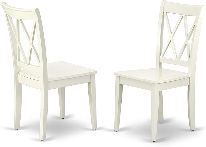 East West Furniture HBCL3-LWH-W 3 Piece Dinette Set for Small Spaces Contains a Round Dining Table with Pedestal and 2 Dining Chairs, 42x42 Inch, Linen White
