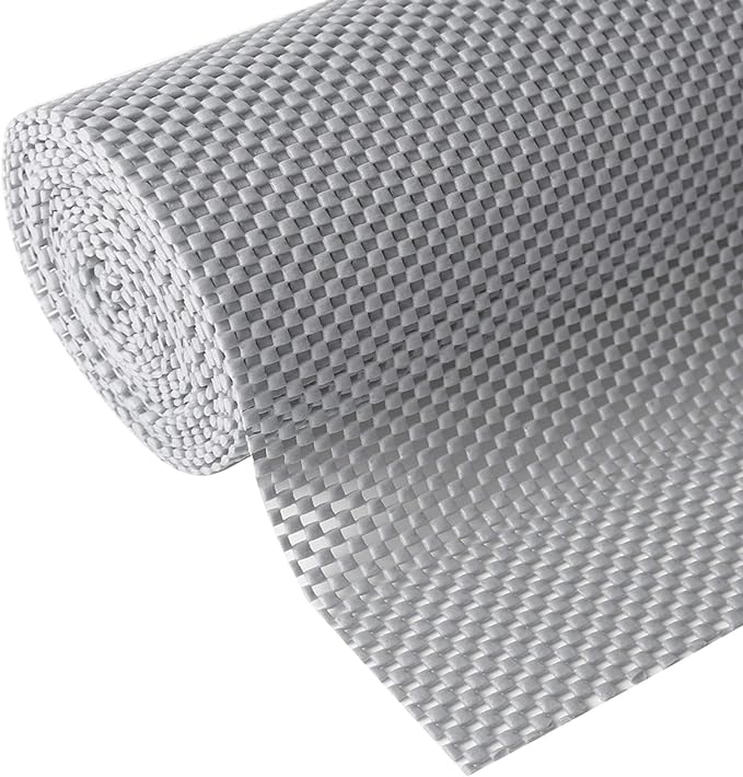 Shelf Drawer Liner Non-Adhesive with Non Slip Durable Strong Clean Size 17.7 Inches X 10 Feet Drawers, Shelves, Cabinets, Storage for Kitchen and Desks, Light Gray