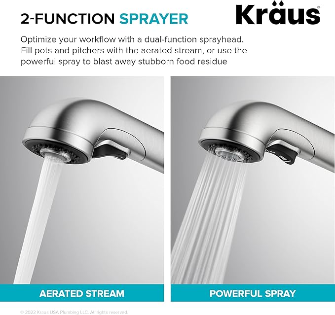 KRAUS Allyn Pull-Out Single Handle Kitchen Faucet in Matte Black, KPF-4103MB
