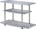 Convenience Concepts Designs2Go No Tools 3-Tier Stand Entertainment Center 37 Inches, Modern TV Console with Shelves for Living Room, 31.5", Gray