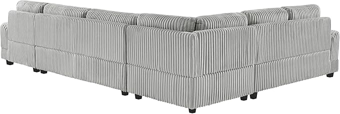 129" Oversized U Shaped Modular Sectional Sofa Couch for Living Room 7 Seater Plush Corduroy Upholstered Large Sofa Deep Seat Cloud Couch with Extra Wide Chaise Lounge and Detachable Thick Cushions