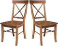 IC International Concepts Set of Two X-Back Dining Chairs, Distressed Oak