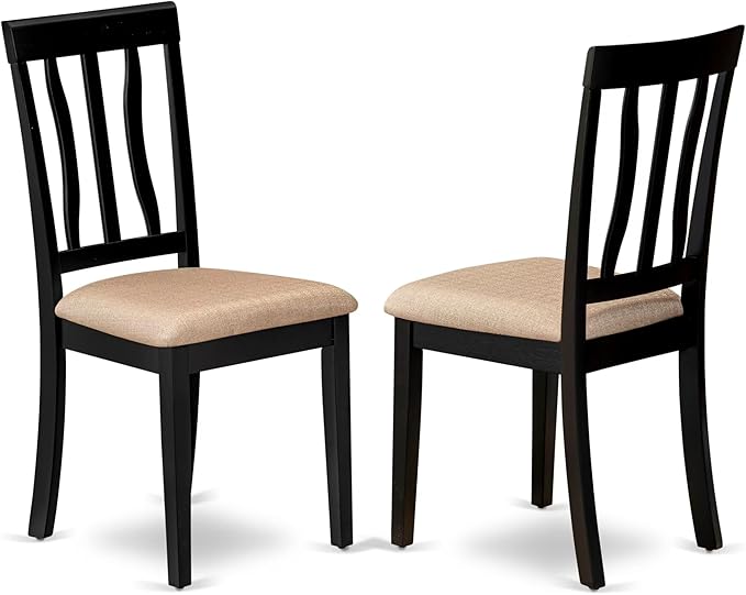 East West Furniture HLAN3-BCH-C 3 Piece Modern Dining Table Set Contains a Round Wooden Table with Pedestal and 2 Linen Fabric Kitchen Dining Chairs, 42x42 Inch, Black & Cherry