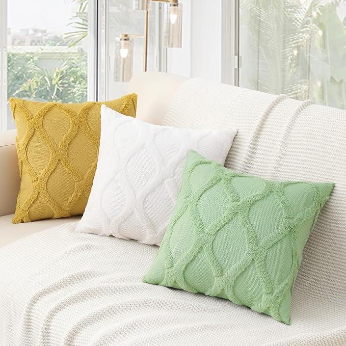 decorUhome Throw Pillow Covers 24x24 Inch Set of 2, Soft Plush Faux Fur Wool Sage Green Couch Pillow Covers, Decorative Neutral Pillow Cases for Bed Sofa Living Room Home Decor