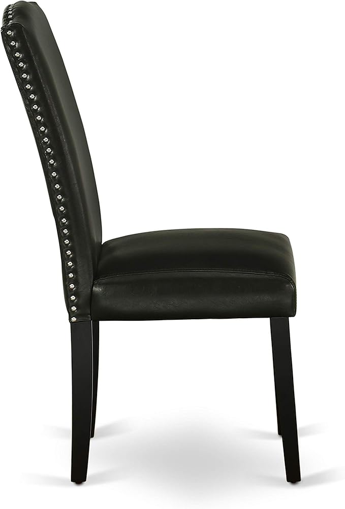 East West Furniture LGEN5-BLK-69 5 Piece Dining Table Set Includes a Rectangle Dining Room Table with Butterfly Leaf and 4 Black Faux Leather Parsons Chairs, 42x84 Inch, Black