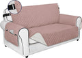 PureFit Reversible Sofa Cover Water Resistant Loveseat Couch Cover, Machine Washable Furniture Cover with Non-Slip Foam and Adjustable Strap for Dogs, Pets (Loveseat, Pink/Ivory)