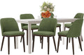 COLAMY 60 Inch Rectangular Kitchen Dining Table for 6, Modern Farmhouse Dining Table Set for 6, Wood Dining Table and Upholstered Dining Chairs for Kitchen, Dining Room, Restaurant, White/Green