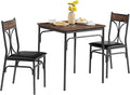 VECELO Kitchen Dining Room Table Set with 2 Chairs for Small Space, Apartment,Metal Steel Frame