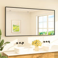 TETOTE Matte Black Beveled Framed Bathroom Mirror 72" x 36" Large Black Rectangle Metal Vanity Wall Mirror for Bathroom Sink, Modern Farmhouse, Tempered Glass, Shatterproof, Stronger Frame