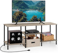 50 Inch TV Stand with Power Outlet Small Entertainment Center with Storage 3 Tier TV Consoles for Living Room Bedroom Office, Farmhouse TV Media Console Table for 50 43 40 32 Inch TV, Rustic Grey