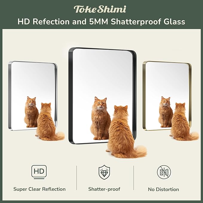 TokeShimi 72x36 Inch Gold Bathroom Vanity Mirror for Wall Rectangle Mirror with Non-Rusting Aluminum Alloy Brushed Matte Metal Frame for Modern Minimalist Farmhouse Home Decor (Horizontal/Vertical)