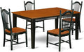 East West Furniture QUDO5-BCH-W 5 Piece Modern Dining Table Set Includes a Rectangle Wooden Table with Butterfly Leaf and 4 Dining Room Chairs, 40x78 Inch, Black & Cherry
