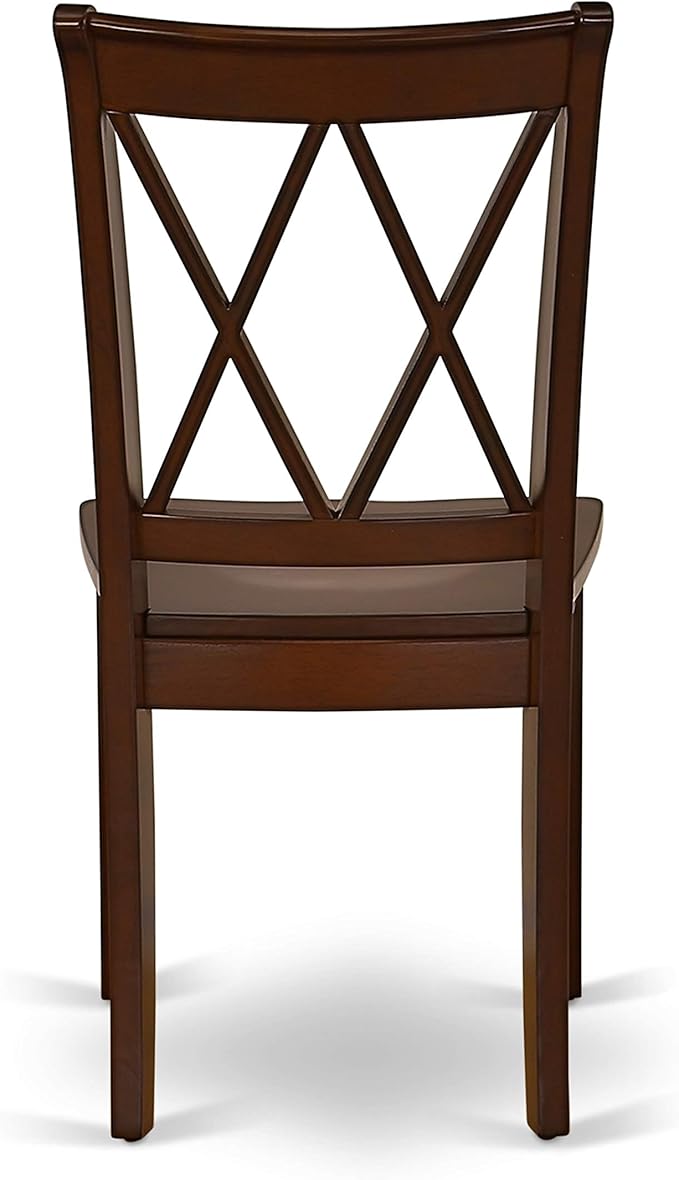 East West Furniture HBCL3-MAH-W 3 Piece Dinette Set for Small Spaces Contains a Round Dining Table with Pedestal and 2 Dining Chairs, 42x42 Inch, Mahogany