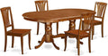 East West Furniture PLAV5-SBR-W 5 Piece Kitchen Table Set for 4 Includes an Oval Dining Table with Butterfly Leaf and 4 Dining Room Chairs, 42x78 Inch, Saddle Brown