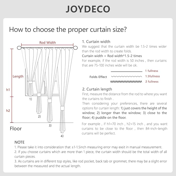 Joydeco 100% Blackout Curtains for Bedroom - Natural Linen Curtains 37" W x 63" L, Thermal Insulated 2 Panels White Light Blocking Drapes, Rod Pocket & Back Tabs, Darkening Privacy for Living Room