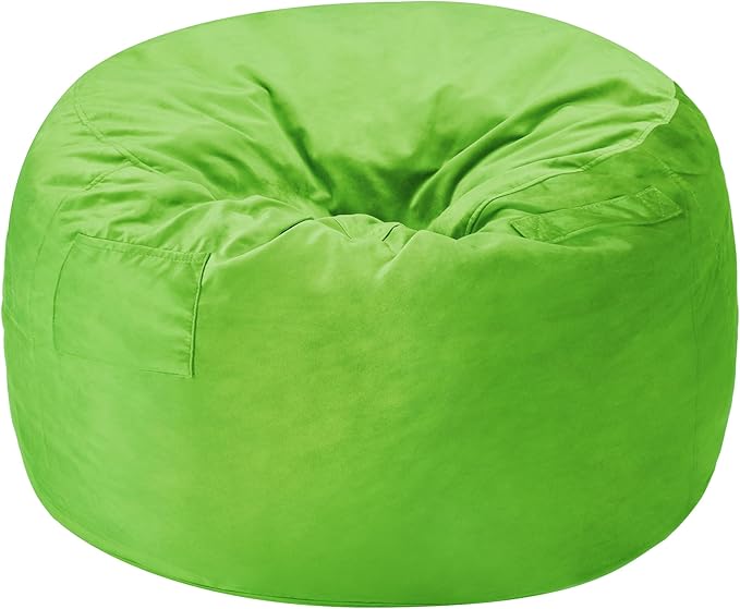 Homguava 4 FT Bean Bag Chair: 4' Bean Bags with Memory Foam Filled, Large Beanbag Chairs Soft Sofa with Dutch Velvet Cover-Lime