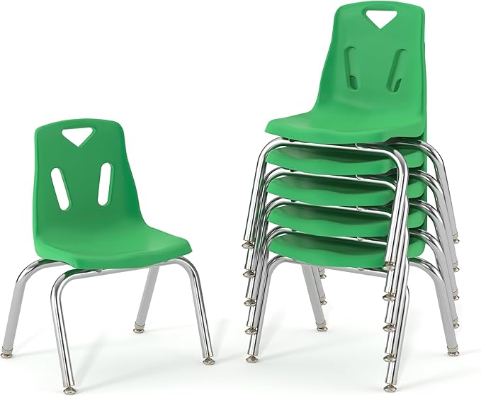 Berries Jonti-Craft 8142JC6119 Stacking Chairs with Chrome-Plated Legs, 12" Height, Green, Pack of 6