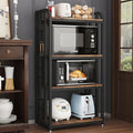 Microwave Oven Stand with Storage 4 Tiers, Free Standing Microwave Oven Stand Coffee Bar Adjustable Kitchen Shelves Kitchen Storage Shelf Rack Bakers Racks for Kitchens(Brown)