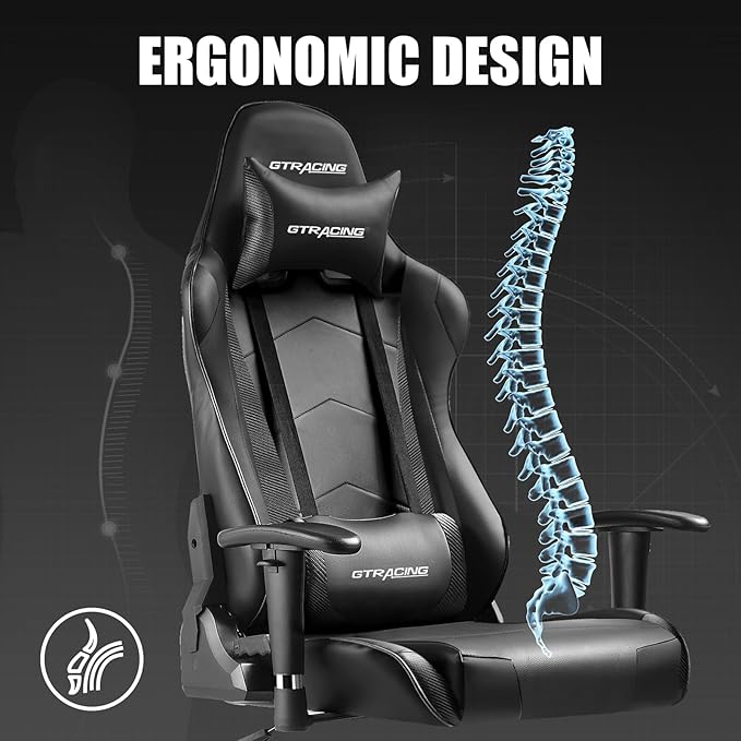 GTRACING Gaming Chair Racing Office Computer Ergonomic Video Game Chair Backrest and Seat Height Adjustable Swivel Recliner with Headrest and Lumbar Pillow Esports Chair (Colorful)