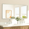 TETOTE Brushed Nickel Vanity Mirror for Bathroom 60" x 30" Beveled Frame Rectangle Bathroom Mirror for Over Sink Brushed Nickel, Tempered Glass, Stronger Frame, Modern Farmhouse Bedroom, Entryway
