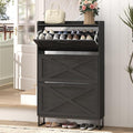 Maupvit Shoe Storage Cabinet with 3 Flip Drawers, Freestanding Organizer with Metal Legs for Entryway, Narrow Shoe Rack Cabinet, Black