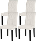 VECELO Upholstered Dining Chairs Set of 4, Modern Accent Parsons with Comfort Seat, Solid Wood Legs w/Rubber Footpads, for Living Room Kitchen, Beige