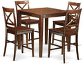 East West Furniture VNQU5-MAH-W 5 Piece Counter Height Pub Set Includes a Square Dining Room Table and 4 Kitchen Chairs, 36x36 Inch, Mahogany