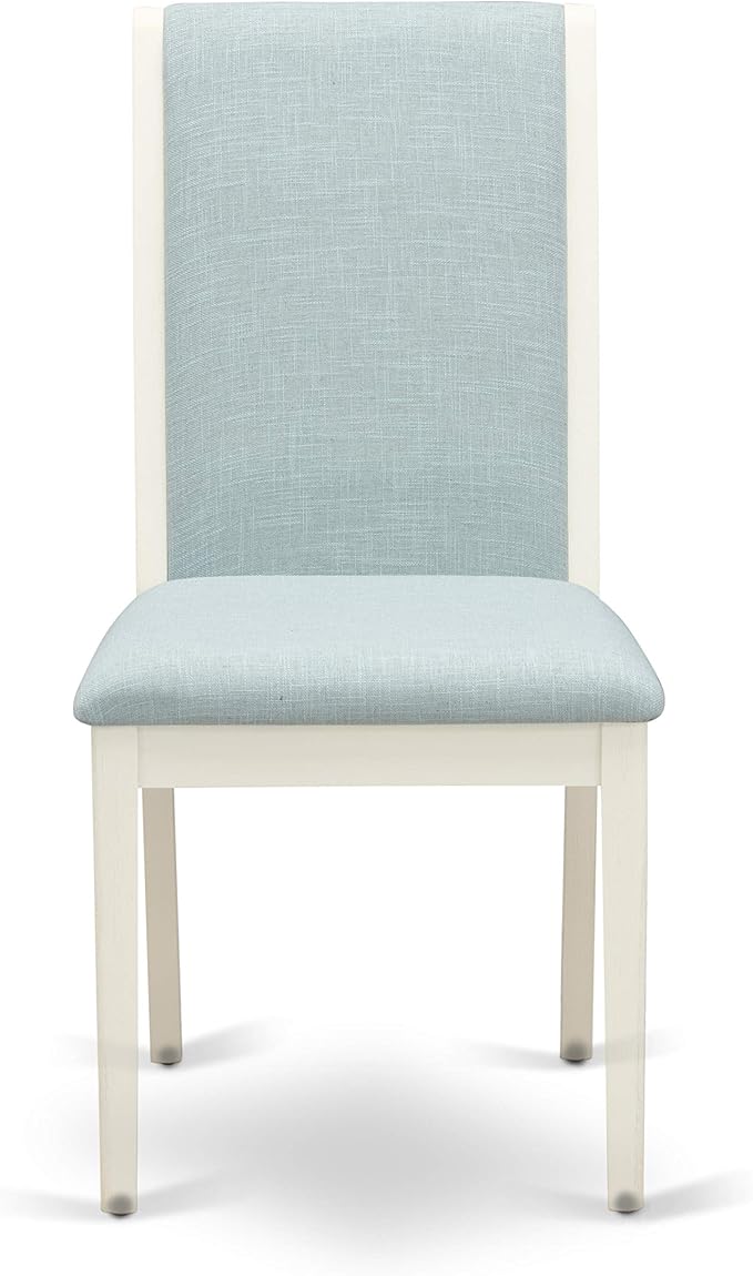 East West Furniture X097LA015-6 6 Piece Kitchen Table Set Contains a Rectangle Dining Table with X-Legs and 4 Baby Blue Linen Fabric Parson Chairs with a Bench, 40x72 Inch, Multi-Color