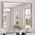 Keonjinn 48 x 40 in Brushed Nickel Bathroom Mirror, Rectangular Wall Metal Framed Vanity Mirror Square Corner Aluminum Alloy Modern Rectangle Wall-Mounted Mirror(Horizontal/Vertical)