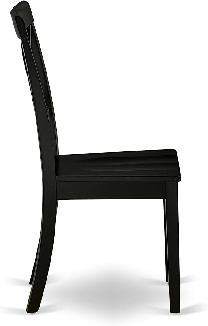 East West Furniture LGBO7-BLK-W 7 Piece Dining Set Consist of a Rectangle Dining Room Table with Butterfly Leaf and 6 Wood Seat Chairs, 42x84 Inch, Black