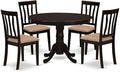 East West Furniture HLAN5-CAP-C 5 Piece Kitchen Table Set for 4 Includes a Round Dining Table with Pedestal and 4 Linen Fabric Dining Room Chairs, 42x42 Inch, Cappuccino