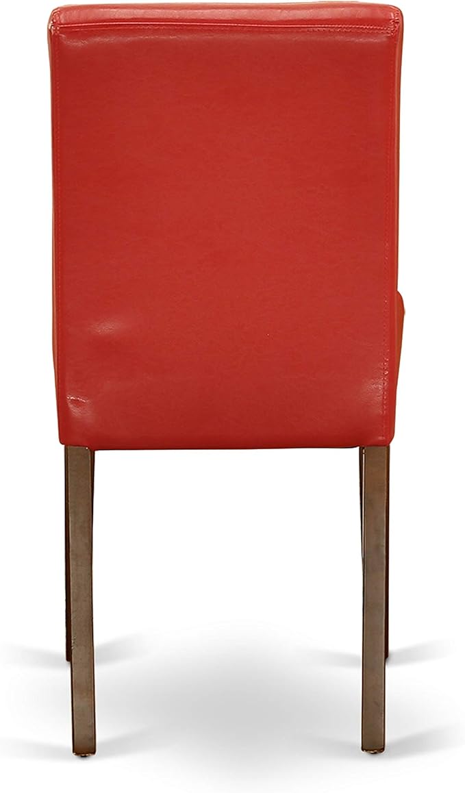 East West Furniture DUAB7-MAH-72 7 Piece Dining Set Consist of a Rectangle Dining Room Table and 6 Firebrick Red Faux Leather Upholstered Parson Chairs, 36x60 Inch, Mahogany