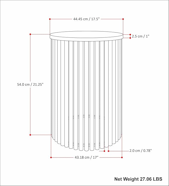 SIMPLIHOME Demy 18-inch Wide Metal and Solid Mango Accent Table in Cognac/Gold, Round Side Table with Mango Wood Top for Living Room or Bedroom, Industrial Style, Assembled