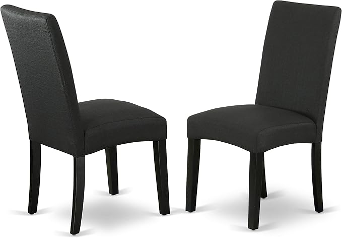 East West Furniture LGDR5-BLK-24 5 Piece Dining Set Includes a Rectangle Dining Room Table with Butterfly Leaf and 4 Black Color Linen Fabric Upholstered Chairs, 42x84 Inch, Black