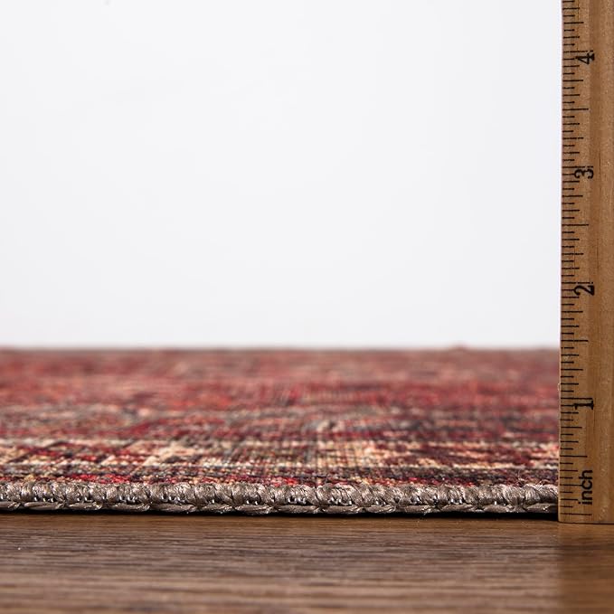 Keen Home Design 2x12 Rug - Machine Washable Runner Rug with Non-Slip Backing, Ideal for Hallway, Entryway, Kitchen, Laundry Room - Vintage, Easy Clean, Durable, Low Pile - (2'6" x 12')