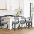 COLAMY Swivel Counter Height Bar Stools Set of 4, 25 Inch Modern Upholstered Kitchen Island Barstools with Back, Wood Swivel Bar Chairs for Counter Bar Dining Room, Grey