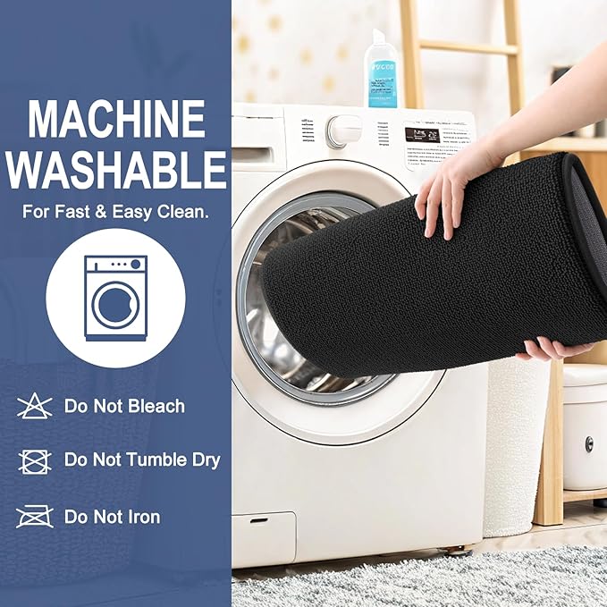 OLANLY Thick Memory Foam Bath Mat Rug 44x24, Extra Soft Absorbent Bathroom Rug, Quick Dry Bath Mats, Non-Slip, Machine Washable Carpet for Bathroom, Tub and Shower, Home Decor Accessories, Black