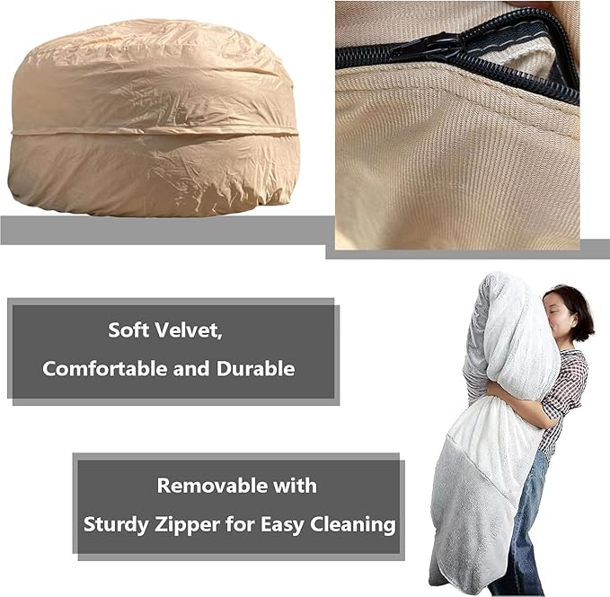 Reusable Beanbag Chair Inner Lining Cover for Pack Bean Filler EPP EPS Shredded Memory Foam and Wash Needs, 5FT