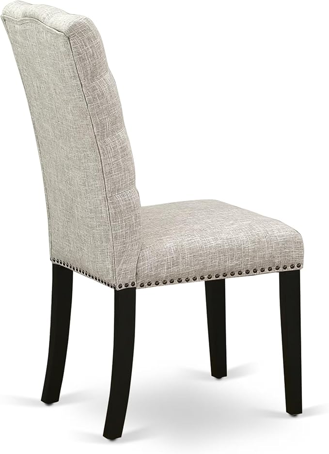 East West Furniture V627EL635-6 6 Piece Dining Table Set Contains a Rectangle Dining Room Table with V-Legs and 4 Doeskin Linen Fabric Parson Chairs with a Bench, 40x72 Inch, Multi-Color
