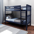 Max & Lily Bunk Bed Twin over Twin, Solid Wood Bunk Bed Frame with Ladder for Kids, 14" Safety Guardrails, Easy Assembly, No Box Spring Needed, Blue